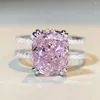 Кольца кластера Серебряное кольцо 925 женское кольцо с розовым бриллиантом вишневого цвета, высококачественный циркон взрывной цветочной огранки