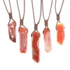 12pcs lot Raw Carnelian Pendant Necklace Natural Stone Energy Healing Pendants Jewelry Factory Outlet For Bulk Items Whole246t