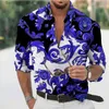 Polos pour hommes Modèle d'or Impression 3D Chemise pour hommes à manches longues Bouton de revers Top Fashion Style baroque Ball Party Top S-6XL Été Q231215