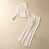 Calças femininas de duas peças emendando tops com conjunto de pernas largas moda casual 2023 verão 0410