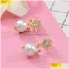 Dangle Chandelier 925 Sier Stud Earrings Elegant Gold With Imitation Pearl And Cute Bee Drop For Woman Delivery Jewelry Dhawj