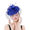 Fascinateur de fête de thé bleu Royal pour femmes, chapeau de Derby du Kentucky, boîte à pilules, pince à cheveux, bandeau pour robe de mariée Sinamay