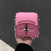 Akşam çantaları y2k vintage Koreli küçük zincir çantası flep debriyaj çanta çanta pembe pu deri gotik çapraz kızlar crossbody bayan çantaları 231215