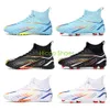 Bottes de Football à ongles longs pour jeunes, chaussures de Football AG TF, noires, blanches et bleues, pour femmes et hommes, nouvelle collection 2024