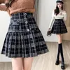 Rokken Hoge Taille Breien Plaid Mini Plooirok Vrouwen Herfst Winter Elegante Zoete Slim Fit Casual Koreaanse Stijl Korte 1155