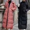 Mulheres para baixo parkas longo grosso parka casaco feminino chapéu destacável solto faculdade sobre o joelho casaco de algodão 2022 inverno novo casaco casual conforto ins estilo t231215