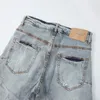 Jeans masculinos vintage lavado fazer velho roxo marca todos os dias casual joelho remendo magro denim calças homens mulheres moda calças de rua alta