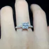 Wedding Rings Smyoue Real 1-2CT Princess Cut Ring for Women Sparkling Gemstone Engagement Wedding Ring S925 Silver Plated Pt950 GRA 231214