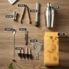 Bar Tools 350ml 550ml 750ml Stainless Steel Cocktail Shaker Cup Bartender Tool Set With Bamboo Base 231214
