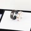Ceramic Band Ring Double Letter Jewelry for Women Mens Black and White Gold Bilateral Hollow G Rings Fashion Online Celebrity Coup233J