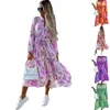 Casual Dresses Women's Printed Loose Fashion Long Sleeve Midi Spring/Summer Beach Lace Up Vestido De Noche Largos Elegantes 2023