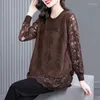 Women's Sweaters 2023 Autumn Winter Solid Jacquard Weave Long Sleeve Women Knitting Pullovers Lace Patchwork Casual Tops Jumpers