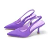 Klänningskor 2024 Kvinnor Rhinestone High Heels Woman Pumps klackade sandaler Fashion Female Stiletto Slingback Pointe Weddings Bridal