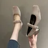 Модельные туфли Мэри Джейн, 2024 г., весенне-осенние туфли-лодочки в стиле французского ретро с квадратной головкой на толстом каблуке, теплый вечерний ветерок