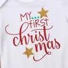 Комплекты одежды My First Christmas Одежда для маленьких девочек Комбинезон с надписью + красные многослойные тюлевые шорты + повязка на голову Новогодний костюм Детский рождественский наряд