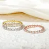 클러스터 링 925 Simple Zircon Stackable Circular CZ와 여성 파티 결혼식에 적합한 실버 링