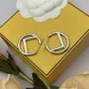 Women Silver Hoop Earrings Designer Jewelry Premium Gold Earring 2,5 cm Circle Mens Stud Earring F Luxury Hoops Brand Letter Fashion Ear Rings with Box