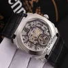 NOWOŚĆ 42 mm Octo Finissimo Tourbillon 102946 STAL CASE SKELETON Dial Mechaniczne automatyczne męskie zegarek Sport Skórzanie 3 Style Watches220g