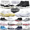 Met doos basketbalschoenen 11s Cheery 11 Gratitude Cool Grey Bred Legend Blue Midnight Navy geel Snakeskin heren trainer sport sneakers