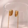 Stud 2023 Aço Inoxidável Hipoalergênico À Prova D 'Água Banhado A Ouro Cadeia Ear Cuff Para Mulheres Clipe Em Brincos Jóias 231215