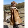 Manteau en cuir pour femmes, mode coréenne en Faux daim, laine d'agneau, Design d'épissure, capuche épaisse et chaude, veste de moto Texture haut d'hiver