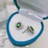 stud أقراط Diopside Diopside Real S925 Sterling Silver Women للنساء البسيط والجميل اليومي