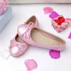 Düz ayakkabılar bebek kız prenses ayakkabıları eğlence şeker renkli bowtie çocuk bale daireler yumuşak taban çocukları moda zarif dans ayakkabıları 231215