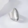 Fedi nuziali TZgrams Anello in argento sterling 925 con quarzo trasparente per le donne Anelli di tendenza geometrici semplici in cristallo bianco liscio con grandi dichiarazioni Gioielli alla moda 231214