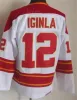 Özel CCM Hokey Retro 25 Joe Nieuwendyk Jersey Emekli 30 Mike Vernon 39 Doug Gilmour 12 Jarome Iginla 2 Al Macinnis 9 Lanny McDonald 10 Ga