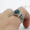 Кольца-кластеры из стерлингового серебра 925 пробы, унисекс, кольцо в оправе, овальное, зеленое, из натурального камня, вневременной винтажный стиль, на палец для женщин и мужчин, ювелирные изделия
