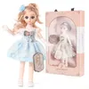 Dolls BJD Doll 41cm Ball Joint 3D Eyes Girl With Full Set Clothing Up Birthday Present Toy 35cm Ice Cream Box 231215