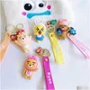 Keychains Lanyards Keychains Korea Cartoon Kakao Friends Bear Rabbit Pendant Kawaii Car Chain Ring Telefon Bag Hanging Jewets Gifts G DHQFD