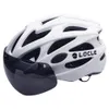 Cycling Helmets LOCLE Magnetic Goggles Cycling Helmet Men Women Bicycle Helmet Lenses MTB Bike Helmet Road Mountain Helmet Removable Sunvisor 231214