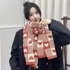 Scarves Knitted Scarf Love Heart Black White Plaid Thickened Warm Winter Women s Christmas Year Gifts 231214
