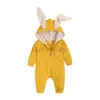 Rompers Spring Autumn Newborn Baby Boys Rabbit Cartoon Hooded Rompers Infant Jumpsuits Easter Bunny Baby Romper Zipper Newborn Clothes