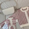 Pet ClothingIns Pink Plaid Blue Plaid cardigan autumn winter warm small medium-sized dog cat sweater pet warm Dog Apparel