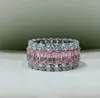Cluster-Ringe Desire Colorful Treasure Pai Damen-Sterlingsilber mit hohem Kohlenstoffdiamant, vollständig künstlich eingelegt, breiter Mund, superhell