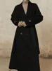 여성 블렌드 eam 느슨한 핏 낙타 큰 크기 길고 우아한 모직 코트 옷깃 소매 여성 재킷 패션 가을 겨울 2023 1DH3019 231215