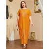 Vêtements ethniques Kaftan Summer Femmes Manches courtes Broderie Lâche Maxi Robe Musulman Abaya Dubaï Turquie Caftan Islamique Jalabiya Robe Robe