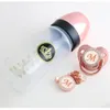 Biberon # 240ml Set biberon e ciuccio in oro rosa con clip a catena Kit ciuccio bling da 26 lettere senza BPA 231214