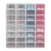 Set di scatole per scarpe da 12 pezzi Set di stoccaggio pieghevole multicolore in plastica trasparente Organizzatore per la casa Scarpiera Stack Display Storage Organizer Scatola singola 22358