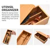 Kitchen Storage Cutlery Box Bamboo Silverware Holder Drawers Japanese-style Organizer Countertop Compact Small Black Travel Wood Tray
