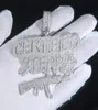 Chains Bling Iced Out Letters Ceried Steppa Gun Pendant Necklace 2 Colors Luxury Cubic Zircon Hip Hop Jewelry For Men Boy7028548