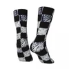 Chaussettes pour hommes Application de grille noire et blanche Hommes Femmes Mode Belle Printemps Été Automne Hiver Dressing Cadeaux