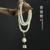 Strand White Jade Bodhi Roots 108 Child Buddha Beads Bracelet Women's Versatile Necklace Long Simple Stationery Accessories