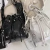 Kvällspåsar hink designer läder nit crossbody för kvinnor handväskor mode axel messenger damer totes