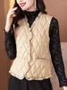 Kvinnors västar 2023 Autumn and Winter Fashion Style Down Cotton Vest Tank Top Slim Warme Sleeveless Waistcoat Jacket Z4001