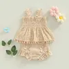 Kledingsets Peuter Baby Meisjes Zomerkleding Outfits Sling Geplooide tanktops en casual shorts met ruches Tweedelige pakken Babymeisjessets voor kinderen R231215