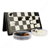 Schachspiele Klappschachbrettspiel schwarz weiß Set Tragbare Reisebrettsets aus Kunststoff für Kinder Erwachsene Party 231215