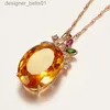 Pendentif colliers ZHFANGIYE collier classique 925 bijoux en argent avec pendentif ovale Citrine Zircon pierres précieuses pour les femmes fête de mariage promesse cadeaux L231215